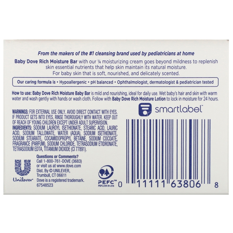 Dove, Baby Dove, Baby Bar Soap, Rich Moisture, 3.17 oz (90 g)