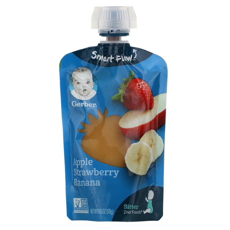 Gerber, Smart Flow, Apple, Strawberry, Banana, 3.5 oz (99 g)