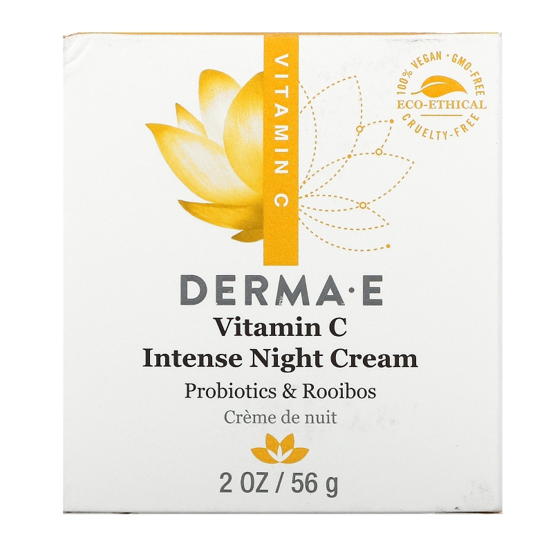 Derma E, Интенсивный ночной крем с витамином C, с пробиотиками и чаем ройбуш