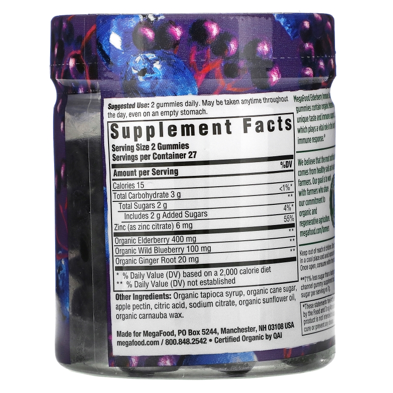 MegaFood, Elderberry Immune Support, Berry, 54 Gummies