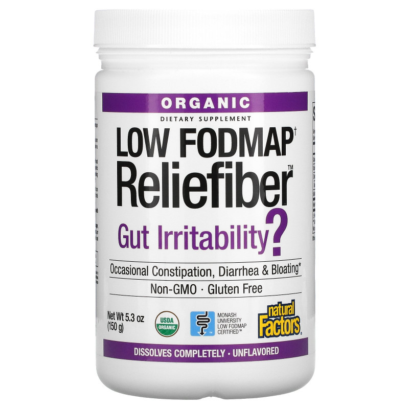 Natural Factors, Organic Low Fodmap Reliefiber, Unflavored, 5.3 oz (150 g)