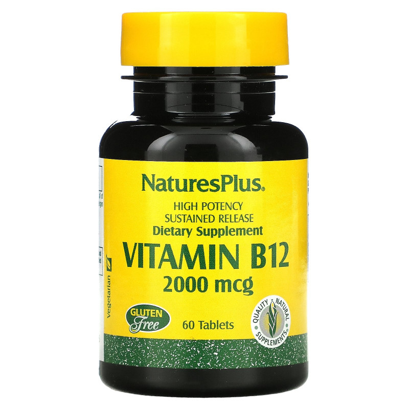 Nature's Plus, Витамин B-12, 2000 мкг, 60 таблеток