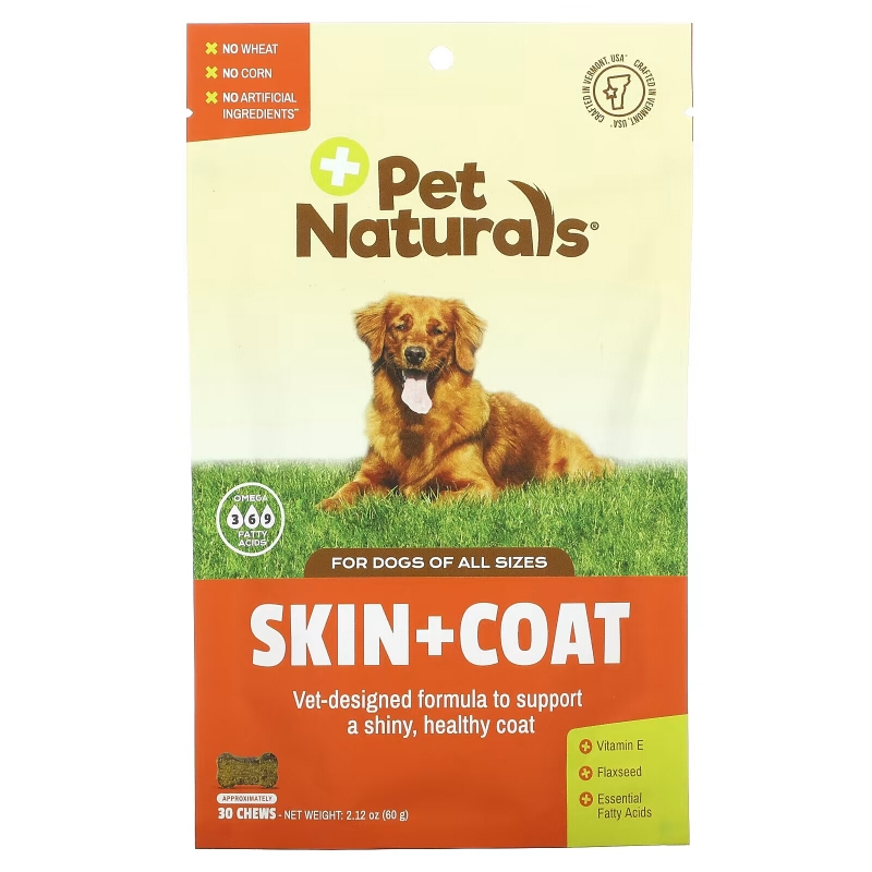 Pet Naturals, Кожа + мех, для собак, 30 жевательных таблеток, 2,12 унции (60 г)