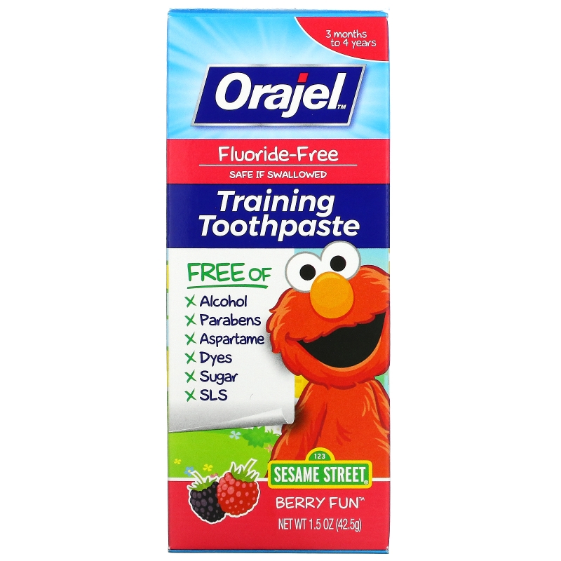 Orajel, Sesame Street Training Toothpaste, Flouride-Free, Berry Fun, 1.5 oz (42.5 g)