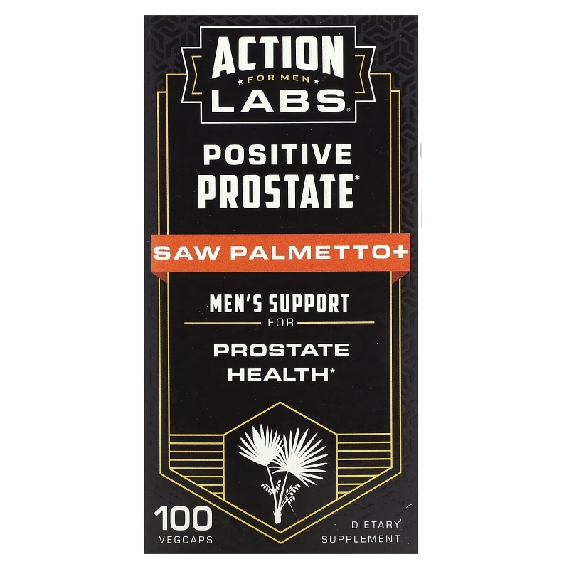 Action Labs, Positive Prostate, Saw Palmetto, Men's Support, 100 VegCaps