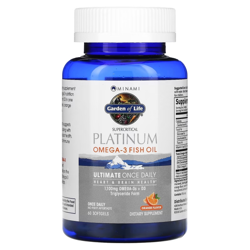 Minami Nutrition MorEPA Platinum Омега-3 и витамин D3 с апельсиновым вкусом 60 гелевых капсул