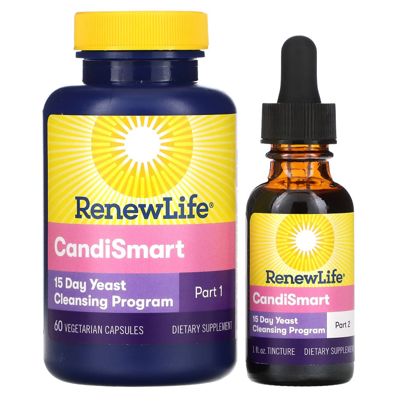 Renew Life Candi Smart мощная программа очищения дрожжами 60 капсул в растительной оболочке 1 жидкая унция настойка