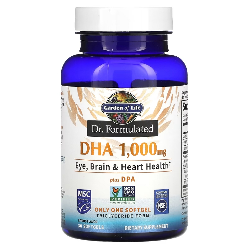 Garden of Life, Dr. Formulated, DHA,  Lemon, 1,000 mg, 30 Softgels