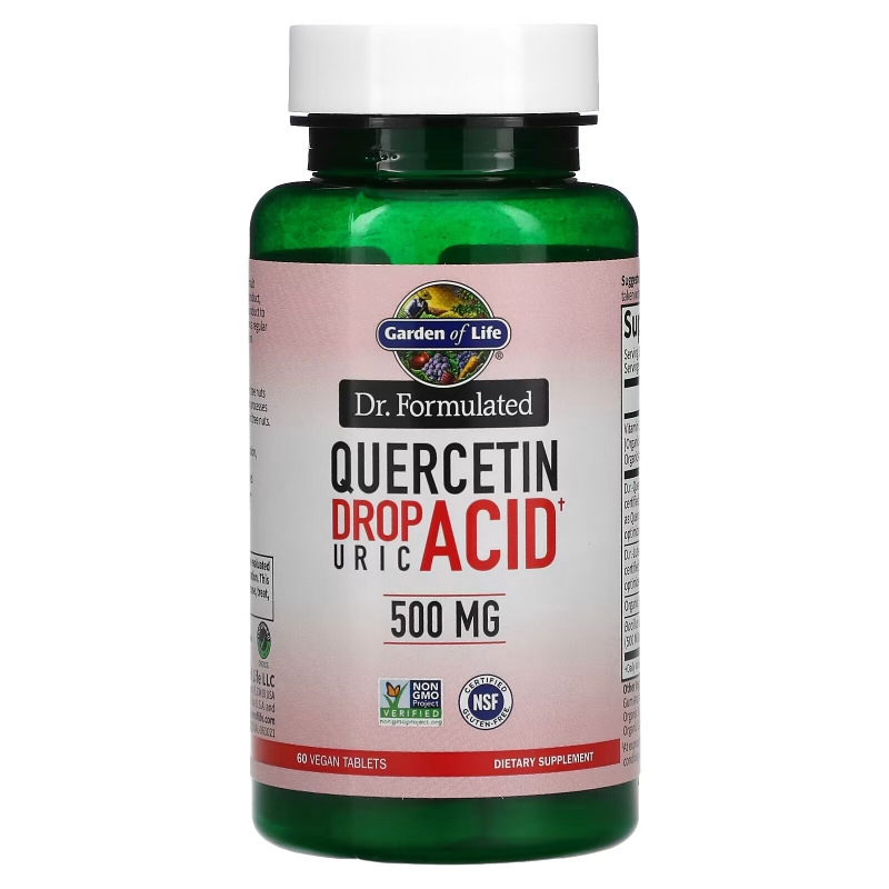 Garden of Life, Dr. Formulated, Quercetin Drop Uric Acid, 500 mg, 60 Vegan Tablets