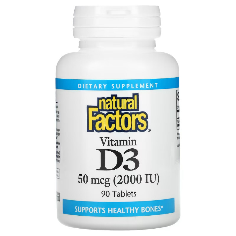 Natural Factors, Vitamin D3, 50 mcg (2,000 IU), 90 Tablets
