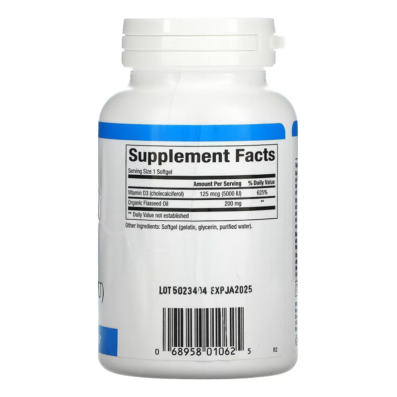 Natural Factors, Vitamin D3, 125 mcg (5,000 IU), 360 Softgels