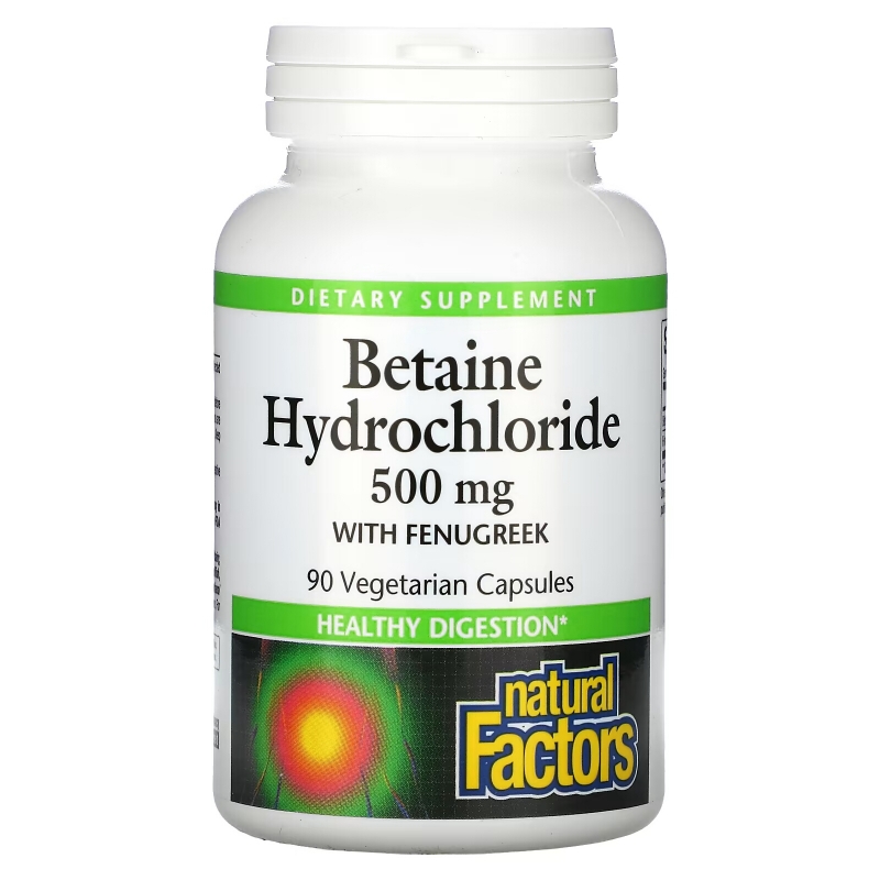 Natural Factors, Betaine Hydrochloride with Fenugreek, 500 mg, 90 Vegetarian Capsules