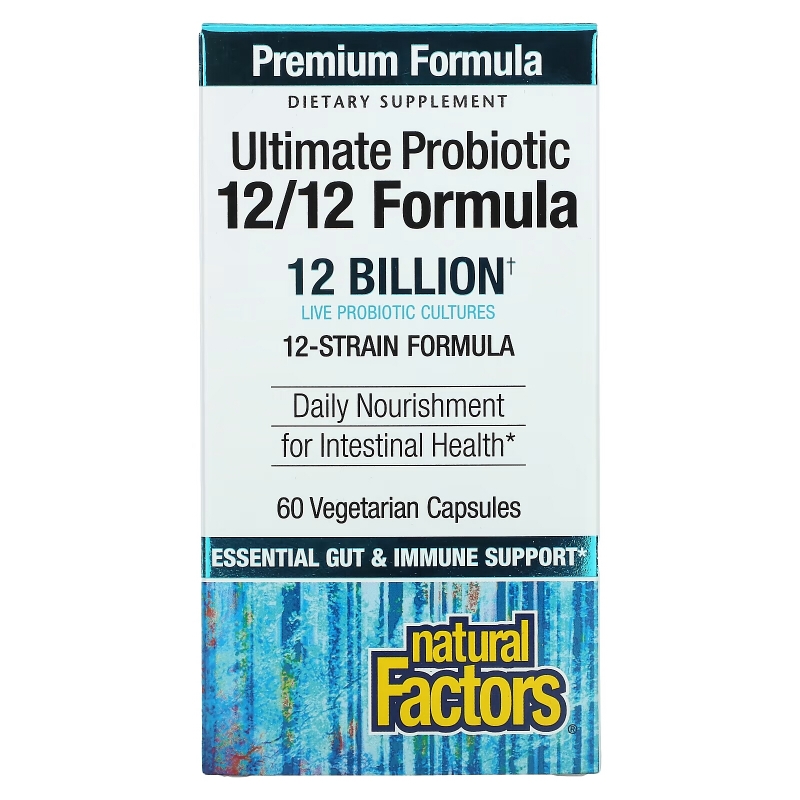 Natural Factors, Ultimate Probiotic, 12/12 Formula, 12 Billion, 60 Vegetarian Capsules