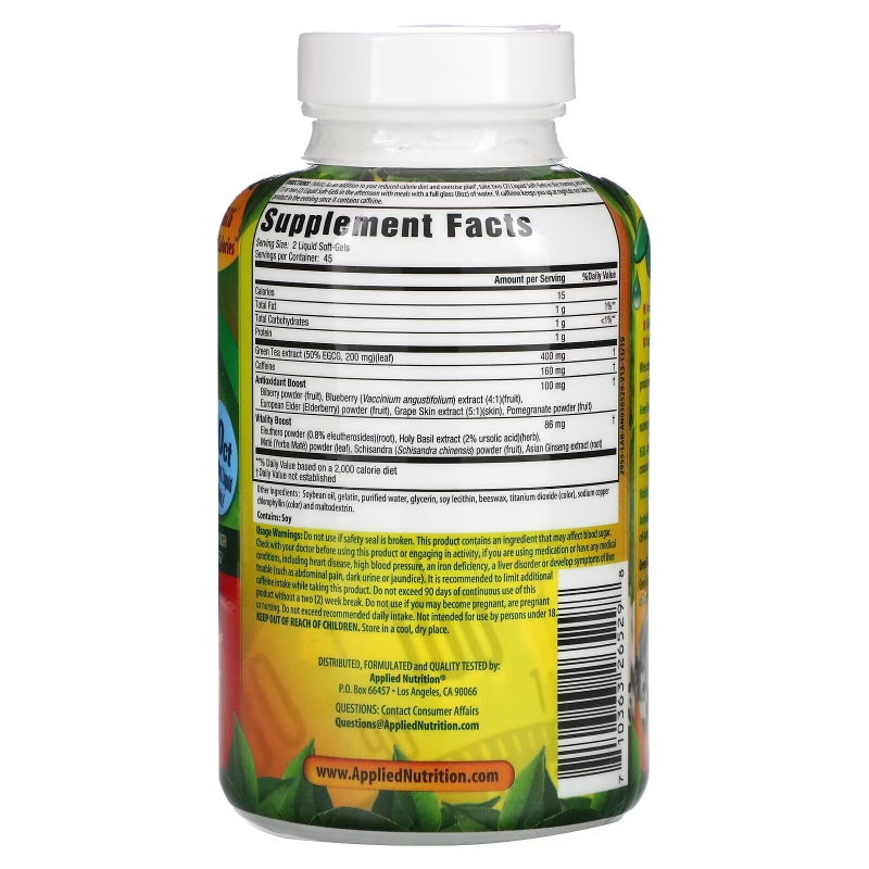 Applied Nutrition, Green Tea Fat Burner, 90 Fast-Acting Liquid Soft-Gels