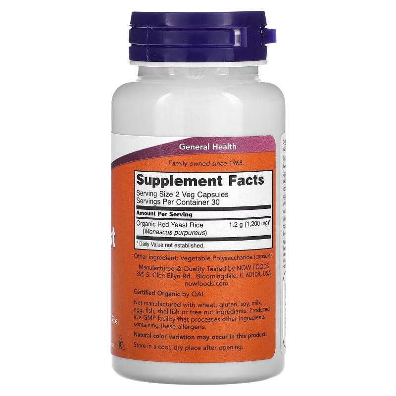 NOW Foods, Red Yeast Rice, 600 mg, 60 Veg Capsules