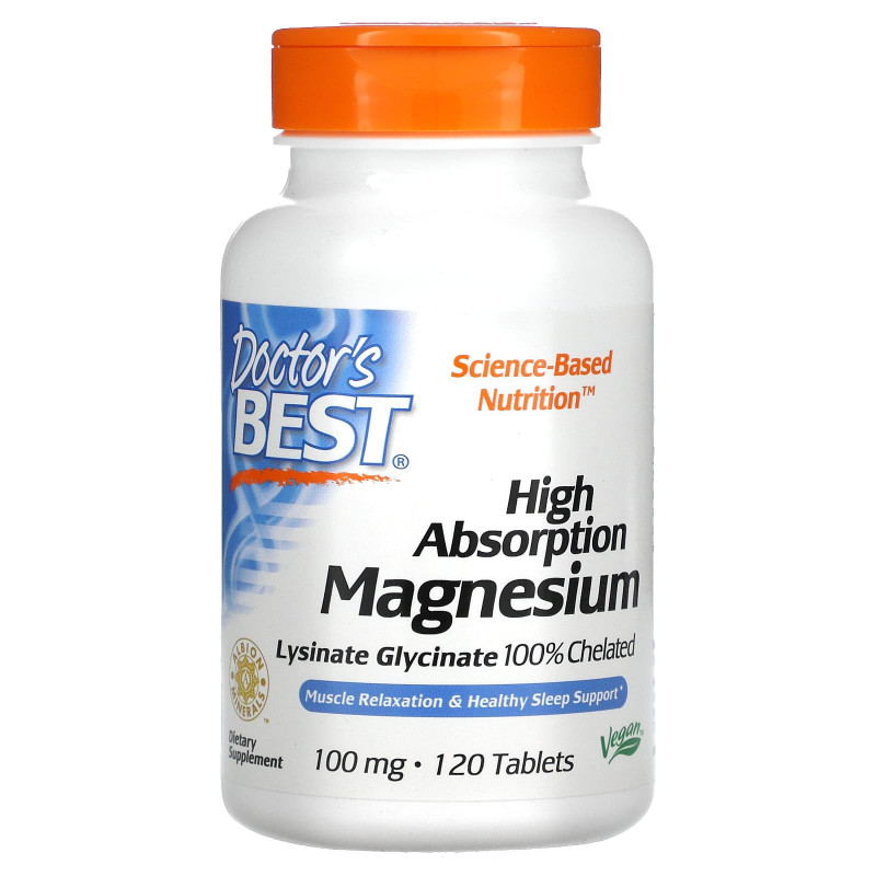 Doctor's Best Магний Высокая абсорбция 100% Хелатный 120 таблеток