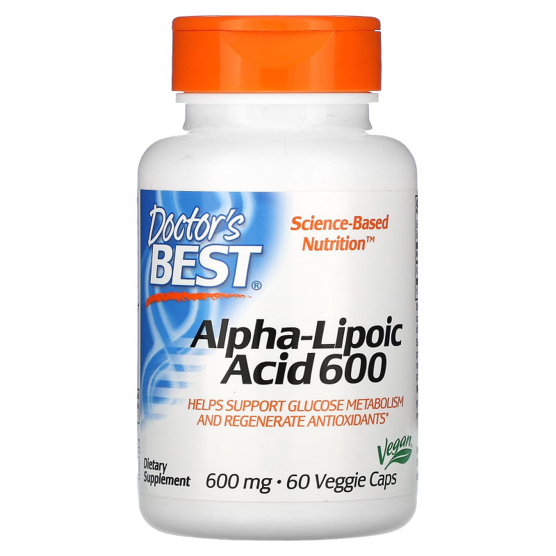 Doctor's Best, Альфа-липоевая кислота (Best Alpha-Lipoic Acid), 600 мг, 60 растительных капсул