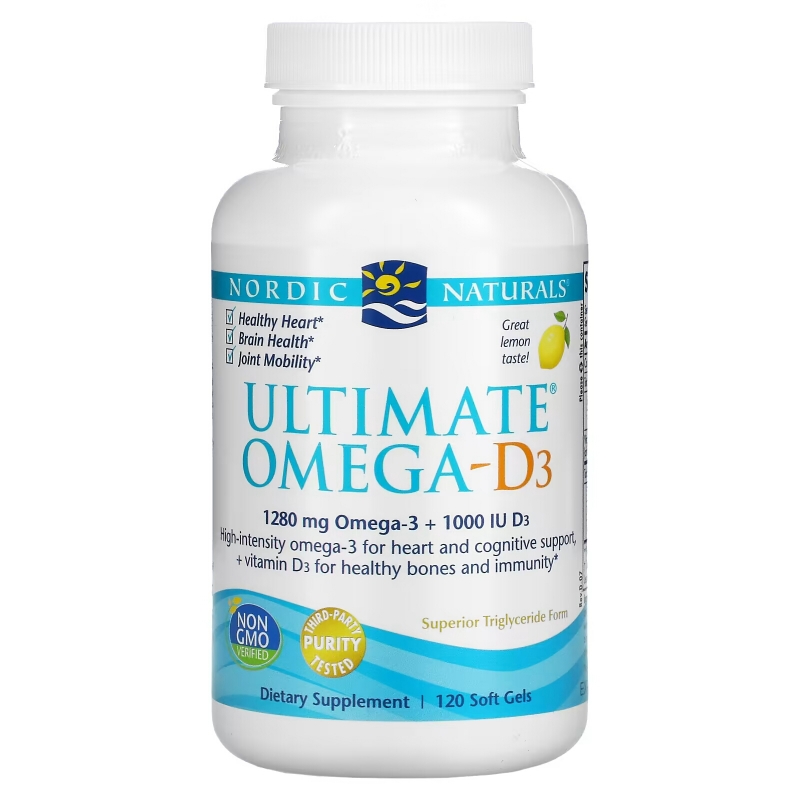 Nordic Naturals Ultimate Omega-D3 с лимоном 1000 мг 120 гелевых капсул