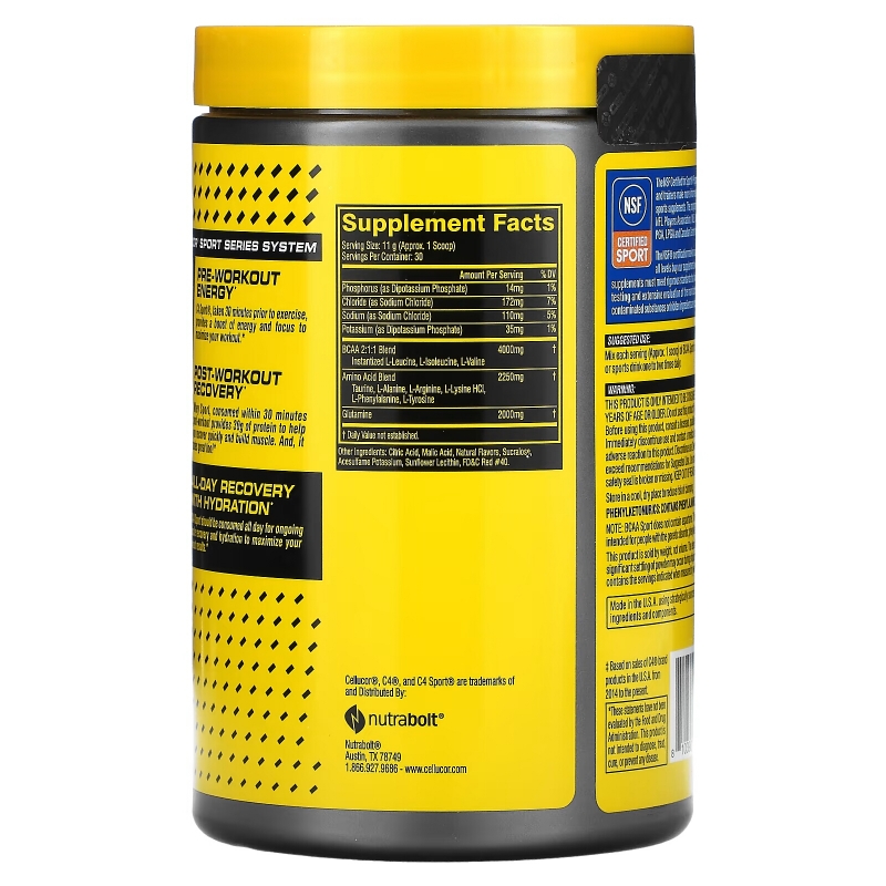 Cellucor, BCAA Sport, All Day Hydration & Recovery, Cherry Limeade, 11.6 oz (330 g)