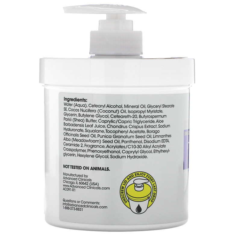 Advanced Clinicals, Hyaluronic Acid, Instant Skin Hydrator, 16 oz (454 g)