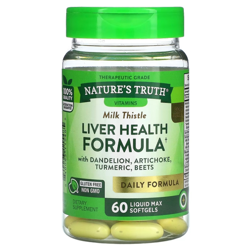 Nature's Truth, Gold Series Liver Health Formula, With Dandelion, Artichoke, Turmeric, Beets, 60 Liquid Max Softgels