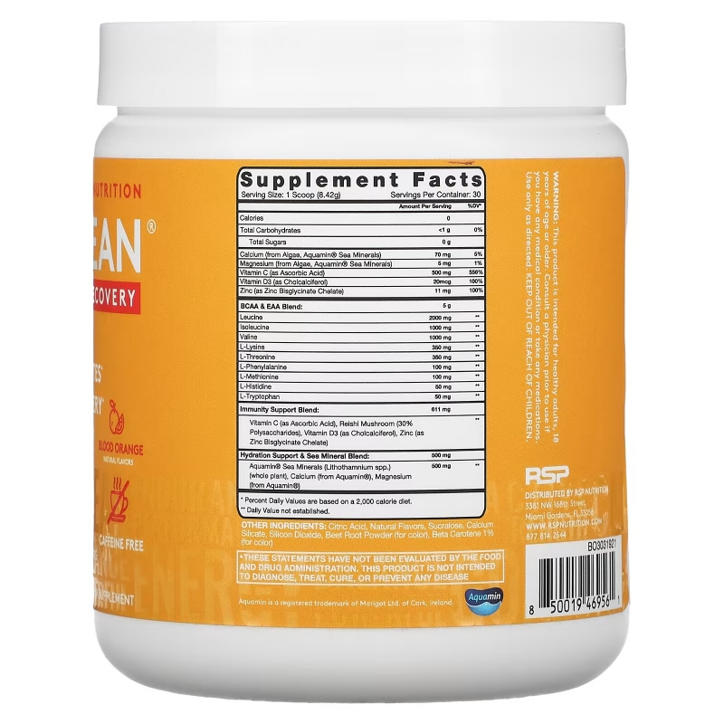 RSP Nutrition, AminoLean, Recovery, Blood Orange, 8.91 oz (253 g)