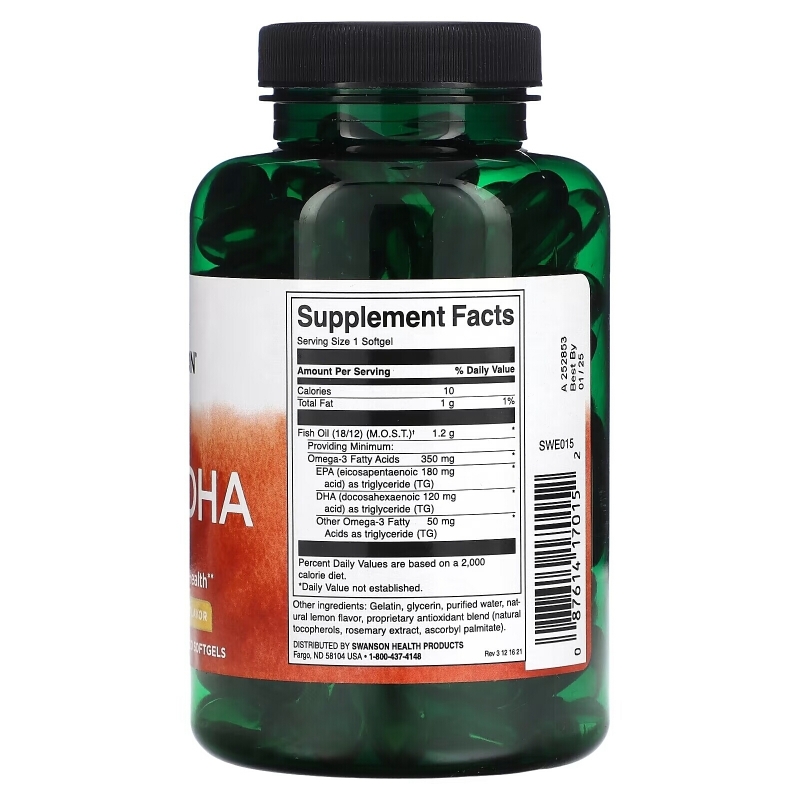 Swanson, EPA & DHA, Lemon, 120 Softgels