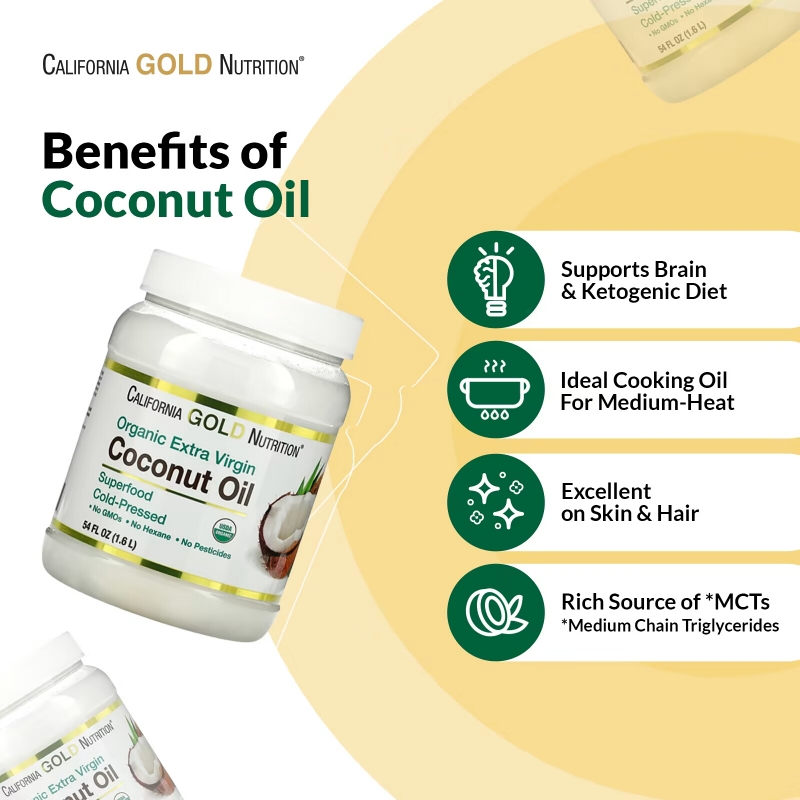 California Gold Nutrition, Органическое нерафинированное кокосовое масло, суперпродукт, холодного отжима, нерафинированное, 16 ж. унц. (473 мл)