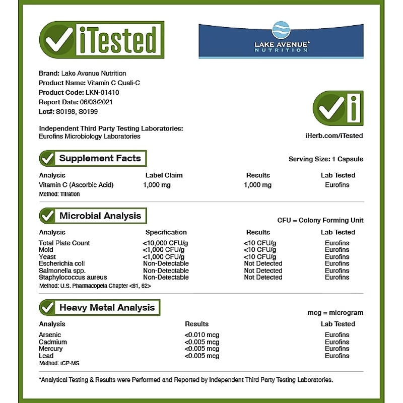 Lake Avenue Nutrition, Vitamin C, Quali-C, 1,000 mg, 365 Veggie Capsules